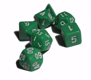Green Opaque 7 Die Set Polyhedral Dice by BrycesDice RPG Magic D&D Unique Dragon (Online Only)
