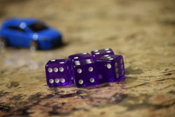 Purple 5 Transparent w/ White Pip Bunco Gaming Dice set 19mm D6 Yahtzee Quality (Online Only)