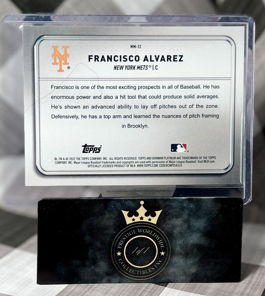 Francisco Alvarez 2022 Bowman Platinum Baseball Minted in Merit #MM-12 NY Mets (ONLINE ORDER ONLY)