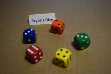 NEW 5 Mixed Color Lot of Red Orange Green Blue Yellow Gaming Dice Set 16mm D6 (Online Only)