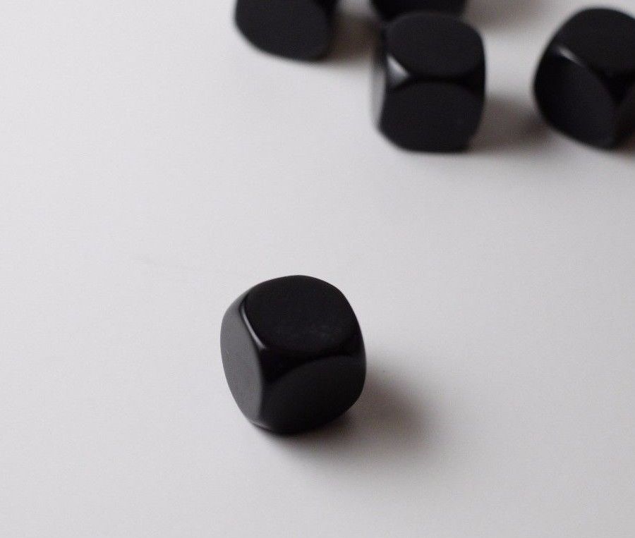 (Sold by Piece) Blank Black Dice / Counting Cubes 16mm D6 Square RPG Gaming Dice DIY (Online Only)