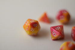 New Shiny Yellow Pink Miniature Poly Dice Set Small (7) RPG DnD Mini Cute (Online Only)