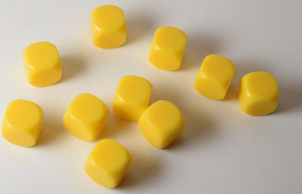 (Sold by Piece) Blank Yellow Dice / Counting Cubes 16mm D6 Square RPG Gaming Dice DIY (Online Only)