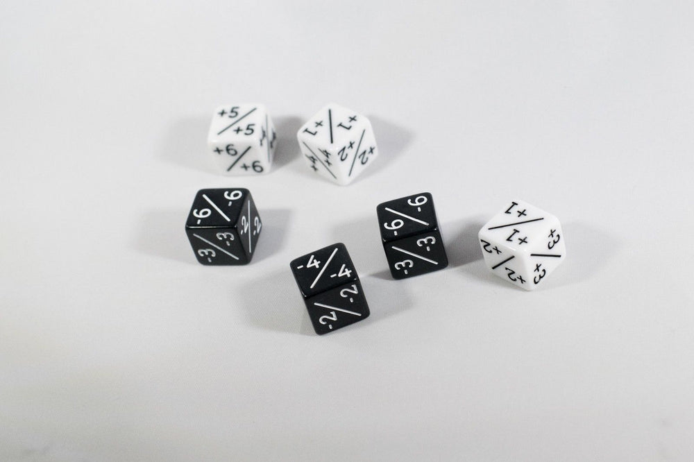 White & Black D6 MTG +1 & -1 Counter Dice - 6 Pack - Magic: The Gathering DnD (Online Only)