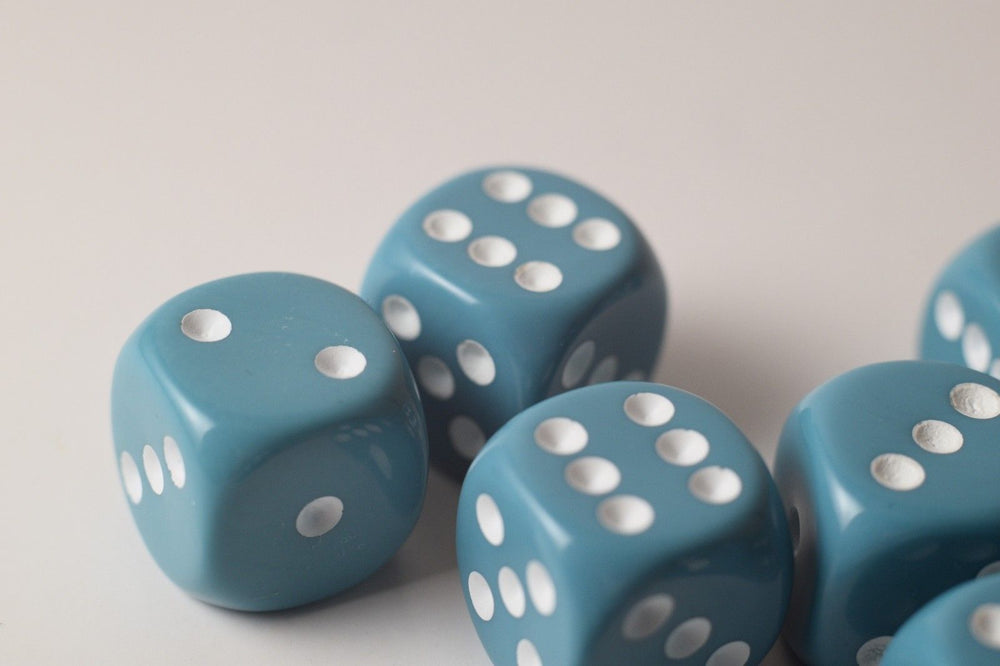 Rare Unreleased 16mm Cyan Blue Dice Set (10) Chessex with White Pips Limited (Online Only)