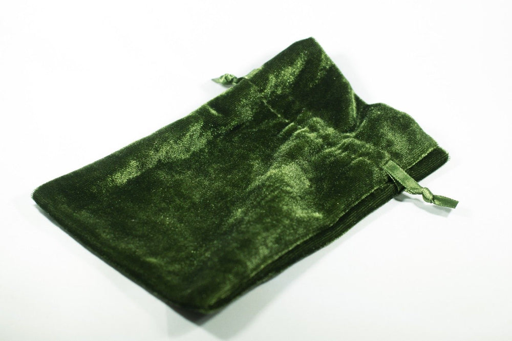 Green Velvet Gift Dice Bag 4" x 6" Dice Bag w/ Grey Velvet Lining Counter Pouch (Online Only)