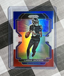 Lamar Jackson RED WHITE BLUE 2021 Panini Prizm Football #37 Baltimore Ravens RWB (ONLINE ORDER ONLY)