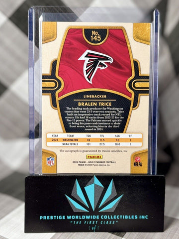 Bralen Trice 2024 Gold Standard Rookie Auto /299 #145 Atlanta Falcons RC (ONLINE ORDER ONLY)