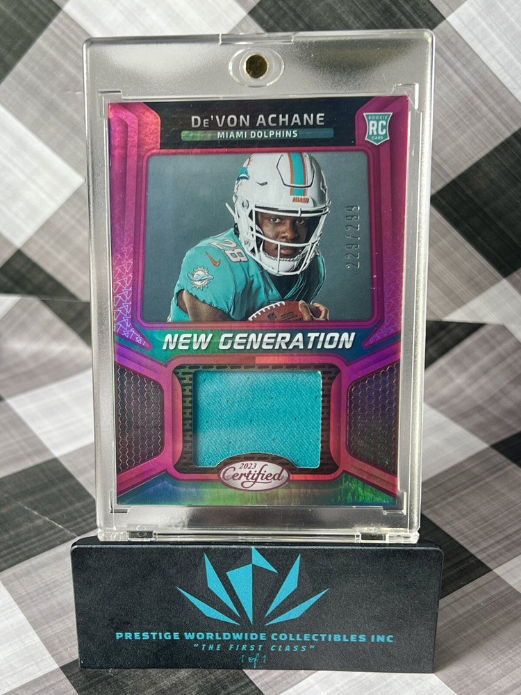 De'Von Achane 2023 Certified Pink New Generation Rookie Patch /299 #NGJM-32 MIA (ONLINE ORDER ONLY)