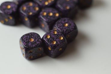 Hurricane Speckled 12mm D6 Pipped | Small Pipped Purple Dice (sold per piece) (Online Only)