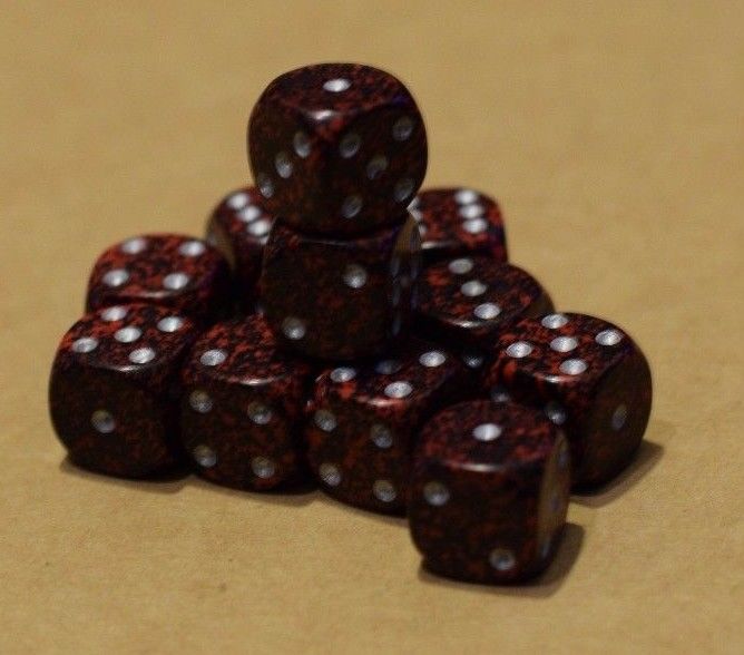 Silver Volcano Speckled 12mm D6 Pipped (Online Only)