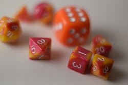 New Shiny Yellow Pink Miniature Poly Dice Set Small (7) RPG DnD Mini Cute (Online Only)
