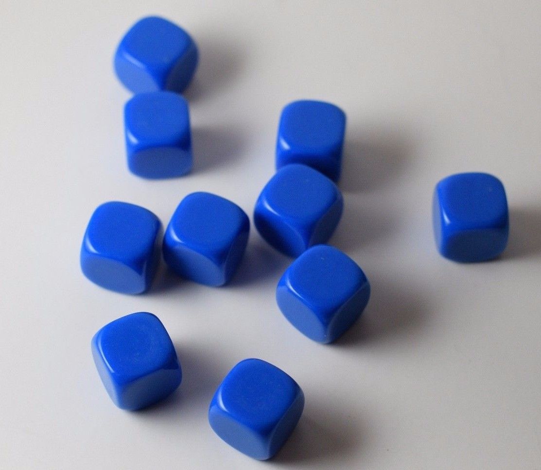 (Sold by Piece) Blank Blue Dice / Counting Cubes 16mm D6 Square RPG Gaming Dice DIY (Online Only)