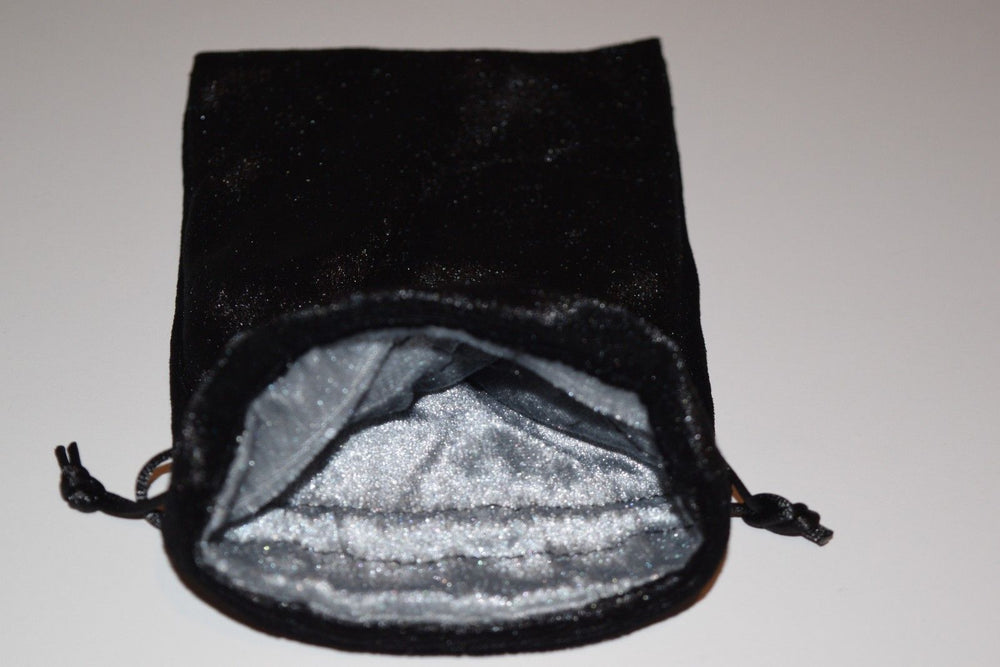 Large Black Velvet Gift Bag Game Dice Bag w/ Grey Velvet Lining Counter Pouch (Online Only)