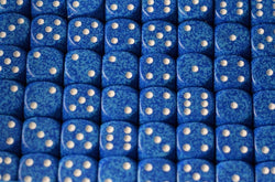 Water Speckled 16mm D6 Pipped Dice | Blue and White (sold per die) (Online Only)