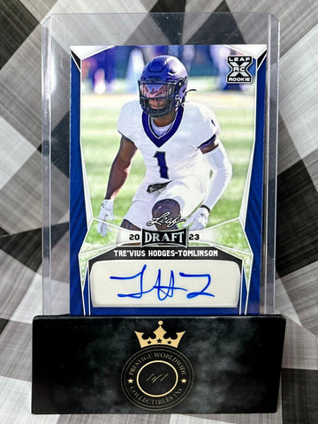 Tre'vius Hodges-Tomlinson 2023 Leaf Draft Blue Rookie Auto #BA-THT (ONLINE ORDER ONLY)