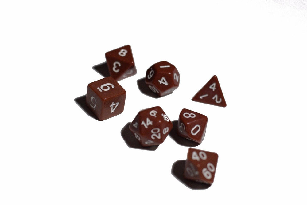 Brown Opaque 7 Die Set Polyhedral Dice by BrycesDice RPG Magic D&D Unique (Online Only)