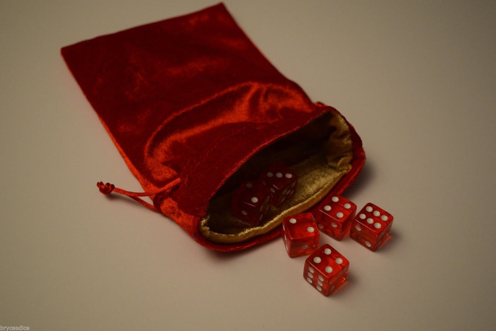 Large Red Velvet Gift Bag RPG Game Dice Bag w/ GOLD Velvet Lining Counter Pouch (Online Only)