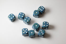 Sea Speckled 16mm D6 Pipped | Green/Blue/White (sold per die) (Online Only)