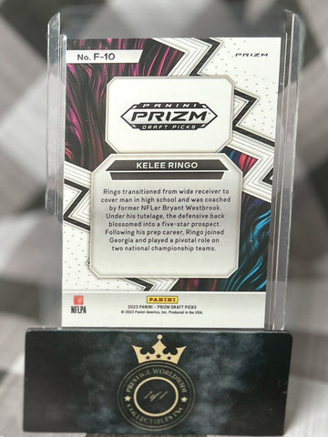 Kelee Ringo 2023 Prizm Draft Picks Red Cracked Ice Fearless #F-10 Georgia Eagles (ONLINE ORDER ONLY)