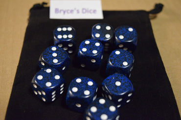 Speckled 16mm D6 RPG Chessex Dice (1 Die) - Stealth - Speckled Blue and Black (Online Only)