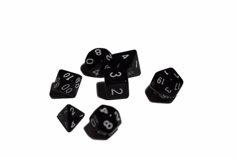 Black Opaque 7 Die Set Polyhedral Dice by BrycesDice RPG Magic D&D Unique (Online Only)