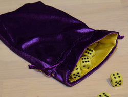 Large Purple Velvet Gift Big Game Dice Bag w/ Yellow Satin Lining Counter Pouch (Online Only)