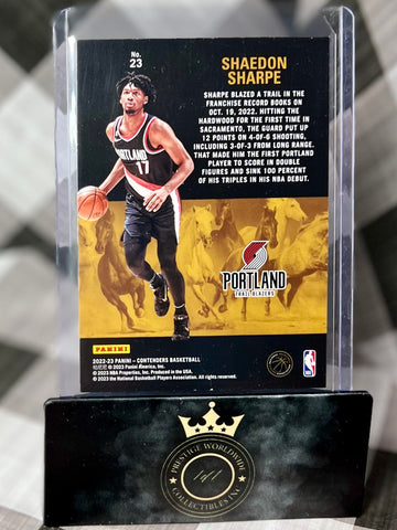 Shaedon Sharpe 2022-23 Contenders Rookie Stallions #23 (ONLINE ORDER ONLY)