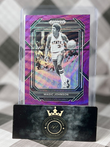 Magic Johnson 2023 Panini Prizm Draft Picks Purple Wave #79 Lakers & MSU SP (ONLINE ORDER ONLY)