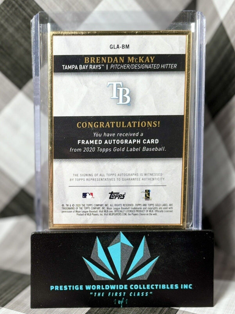 Brendan McKay 2020 Topps Gold Label Auto Framed Rookie /75 #GLA-BM TB Rays RC (ONLINE ORDER ONLY)