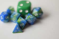 New Green Blue Miniature Poly Dice Set Blue White Small (7) RPG DnD Mini Cute (Online Only)