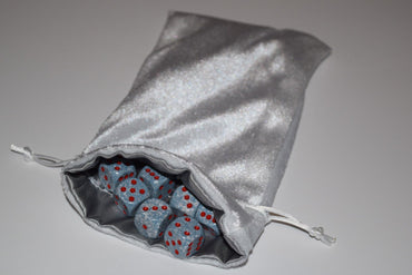 Large White Velvet Gift Bag Game Dice Bag w/ Grey Velvet Lining Counter Pouch (Online Only)