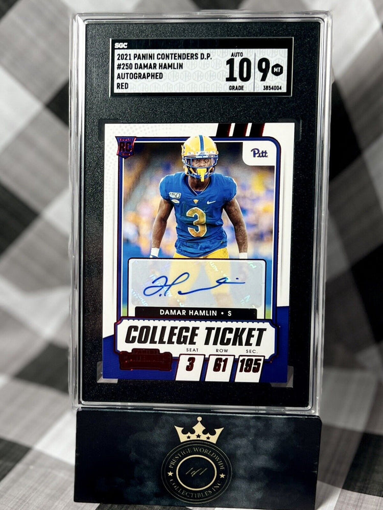 Damar Hamlin 2021 Contenders Red College Ticket Auto #250 SGC Auto 10 / 9 Bills (ONLINE ORDER ONLY)