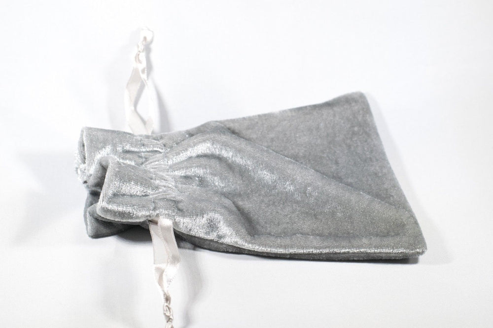 Silver Velvet Gift Dice Bag 4" x 6" Dice Bag | grey Velvet Counter Pouch (Online Only)