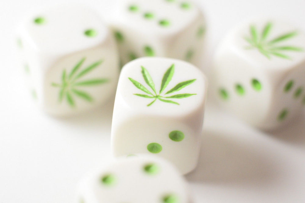 Six Sided D6 16mm Marijuana dice Die White with Green Pips 420 RPG (per piece) (Online Only)