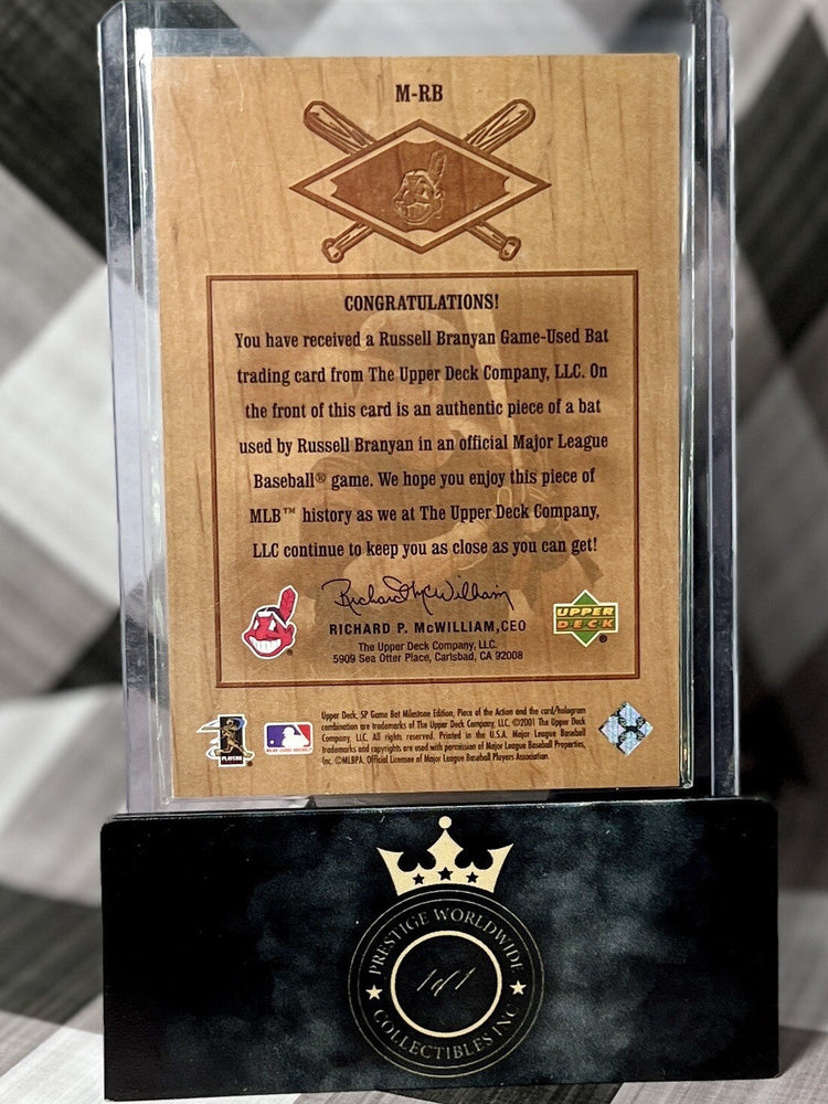 RUSSELL BRANYAN 2001 UPPER DECK SP Game Bat Milestone Edition #M-RB CLE INDIANS (ONLINE ORDER ONLY)
