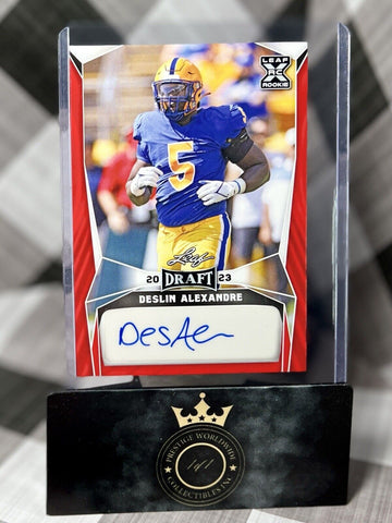 Deslin Alexandre 2023 Leaf Draft Red Rookie Auto #BA-DA1 Pitt & NY Jets RC (ONLINE ORDER ONLY)
