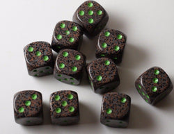 Earth Speckled 16mm D6 Pipped | Sold per Die (Green + Brown Dice) (Online Only)