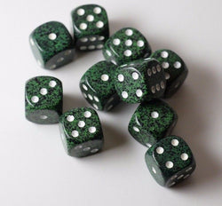 Recon Speckled 16mm D6 Pipped | Sold Per Die (Green/White) (Online Only)