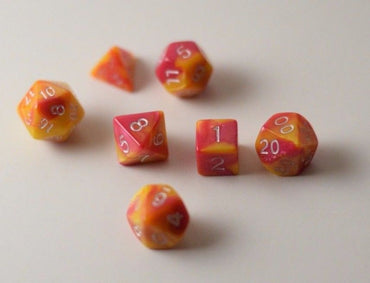 New Shiny Yellow Pink Miniature Poly Dice Set Small (7) RPG DnD Mini Cute (Online Only)