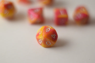 New Shiny Yellow Pink Miniature Poly Dice Set Small (7) RPG DnD Mini Cute (Online Only)