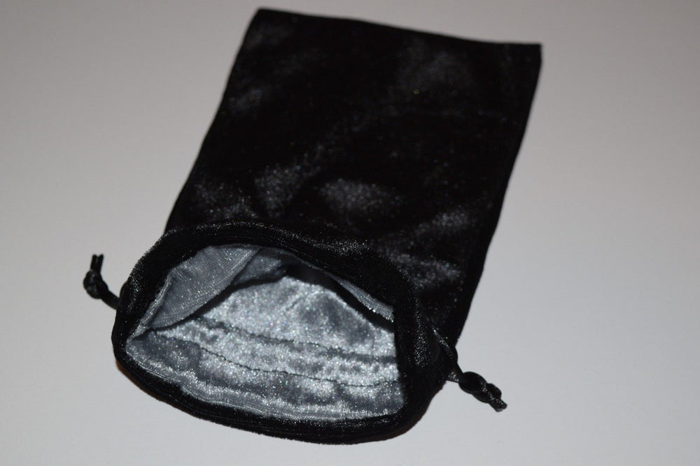 Large Black Velvet Gift Bag Game Dice Bag w/ Grey Velvet Lining Counter Pouch (Online Only)