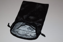 Large Black Velvet Gift Bag Game Dice Bag w/ Grey Velvet Lining Counter Pouch (Online Only)