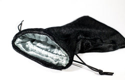 Large Black Velvet Gift Bag Game Dice Bag w/ Grey Velvet Lining Counter Pouch (Online Only)