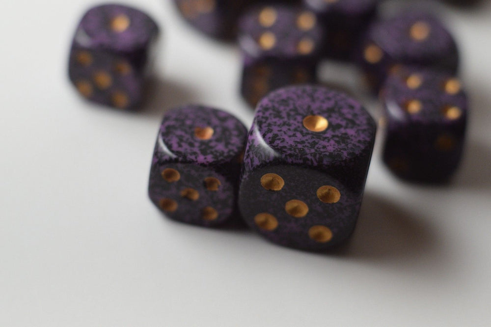 Hurricane Speckled 12mm D6 Pipped | Small Pipped Purple Dice (sold per piece) (Online Only)