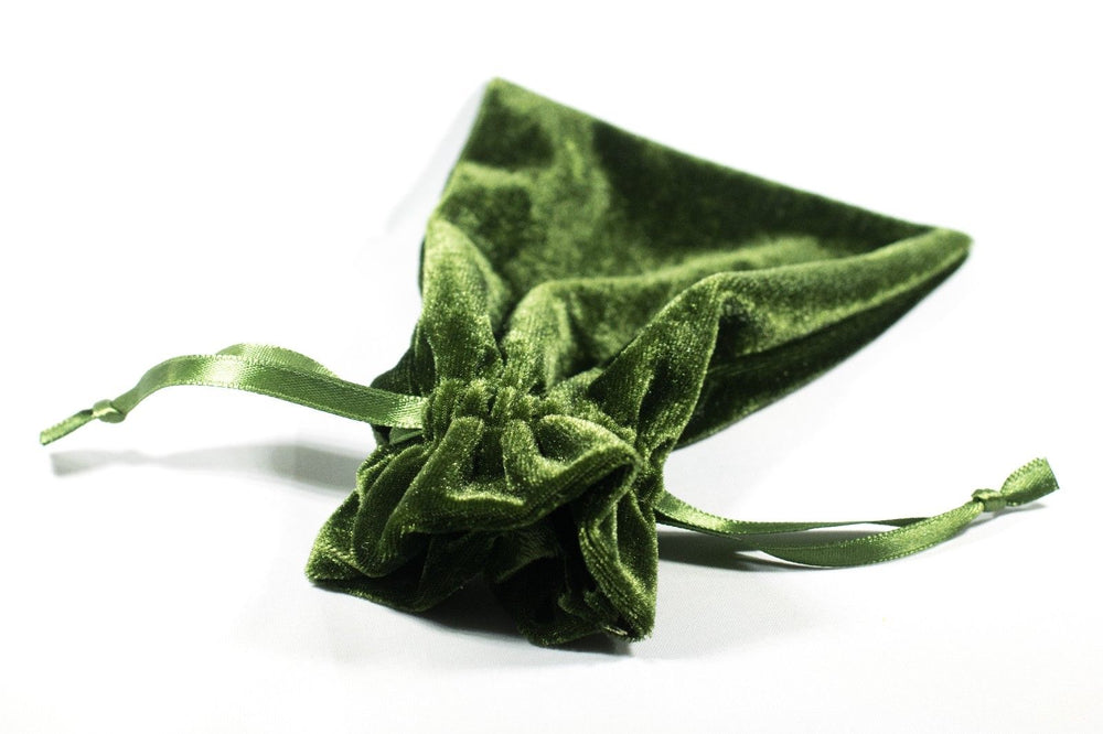 Green Velvet Gift Dice Bag 4" x 6" Dice Bag w/ Grey Velvet Lining Counter Pouch (Online Only)
