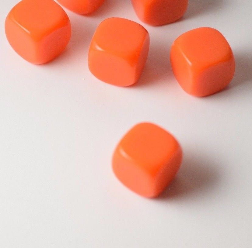 (Sold by Piece) Blank Orange Dice / Counting Cubes 16mm D6 Square RPG Gaming Dice DIY (Online Only)