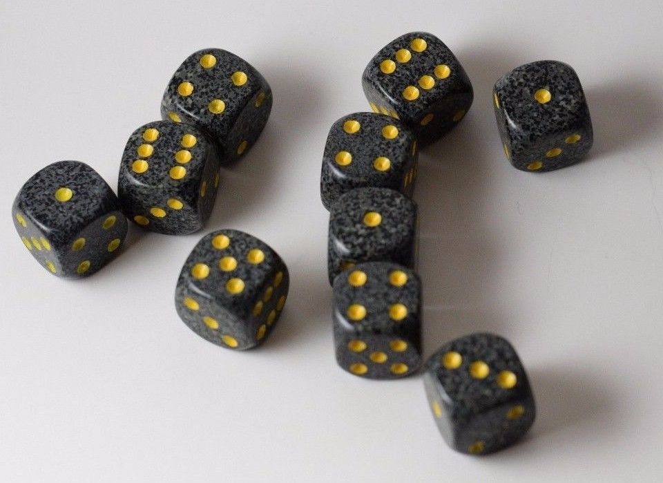 Urban Camo Speckled 16mm D6 Pipped | Sold Per Die (Black/Grey/Yellow) (Online Only)
