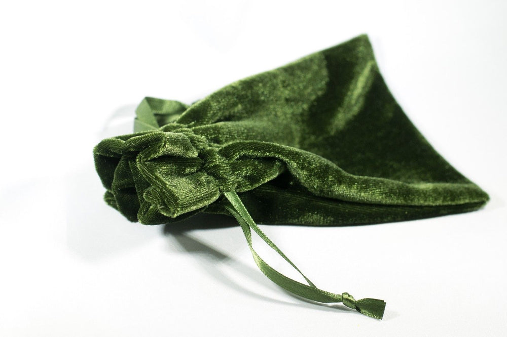 Green Velvet Gift Dice Bag 4" x 6" Dice Bag w/ Grey Velvet Lining Counter Pouch (Online Only)