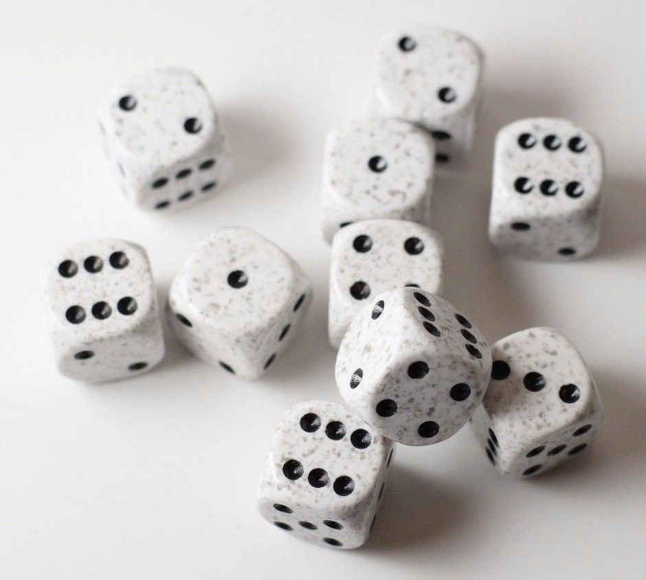 Arctic Camo Speckled 16mm D6 RPG Chessex | Sold Per Piece (White/Black) (Online Only)